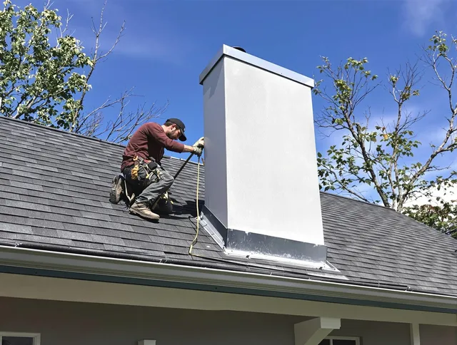 Avon Lake Chimney Sweep team member finishing chimney construction in Avon Lake, OH
