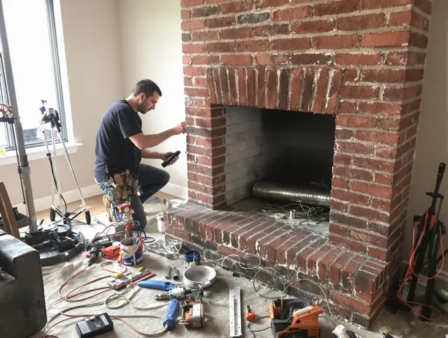 Avon Lake Chimney Sweep specialist finalizing chimney liner service in Avon Lake, OH