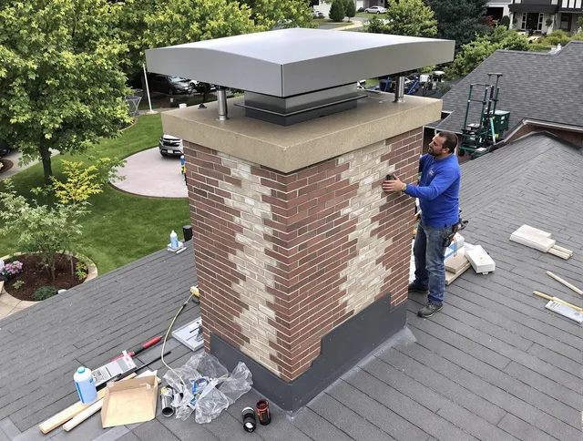 Avon Lake Chimney Sweep team working on a custom chimney remodel in Avon Lake, OH