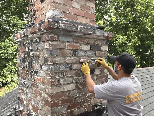 In-progress chimney restoration by Avon Lake Chimney Sweep in Avon Lake, OH