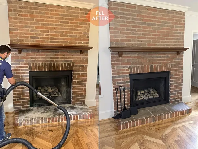 Avon Lake Chimney Sweep carefully sanitizing a fireplace in Avon Lake, OH