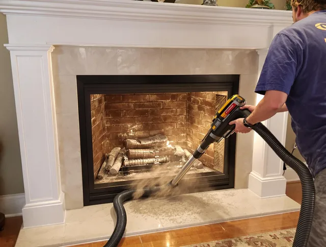 Fireplace cleaning performed by Avon Lake Chimney Sweep in Avon Lake, OH